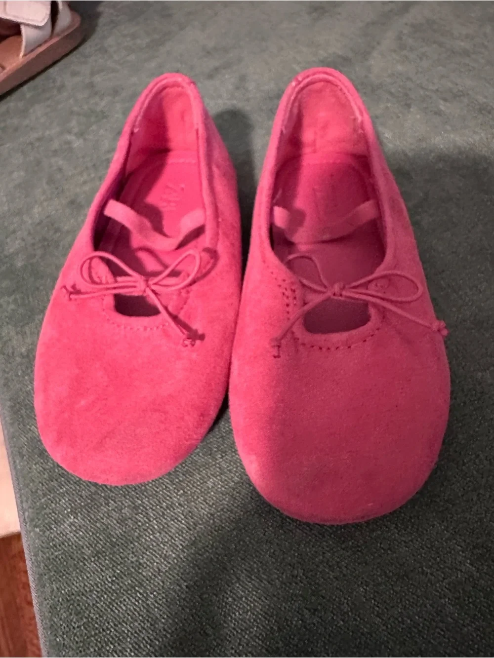 Zara Pink Suede Mary Jane Flats with Bow